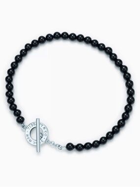 Tiffany & Co. Black Bead Bracelet with Silver Toggle